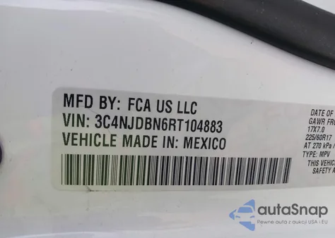 2024 Jeep Compass Latitude 4X4 из США, поврежденный, VIN 3C4NJDBN6RT104883